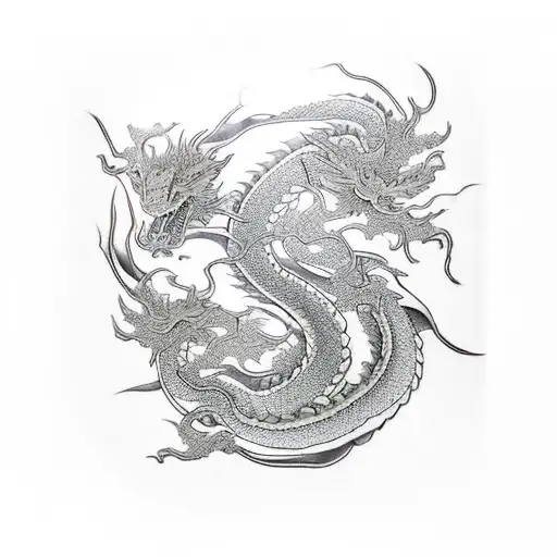 An Elegant Dragon Made Of Flowing Vines And Leaves
