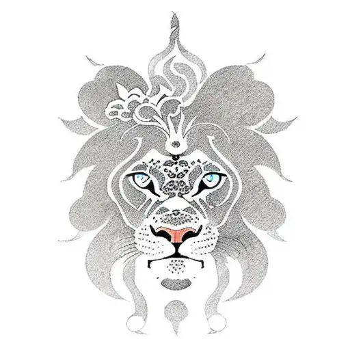 A Japanese-inspired Floral Pattern With A Hidden Lion