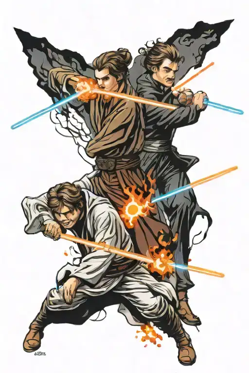 Anakin Skywalker Vs Obi Wan On Mustafar Abstract Design