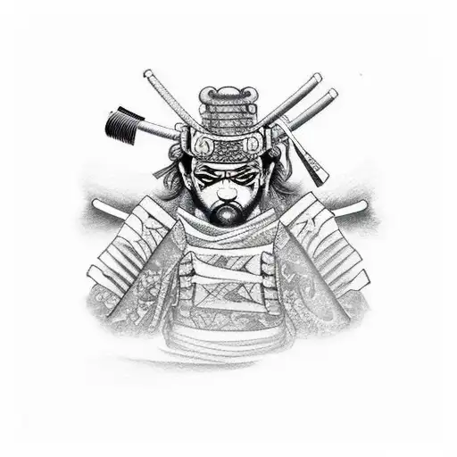 Mascara Samurai Partida Por La Mitad Por Una Katana