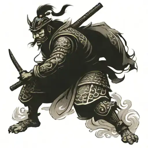 Black And White Samurai Warrior