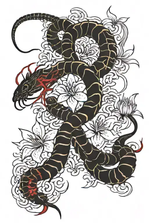 Centipede And Red Spider Lily Flower