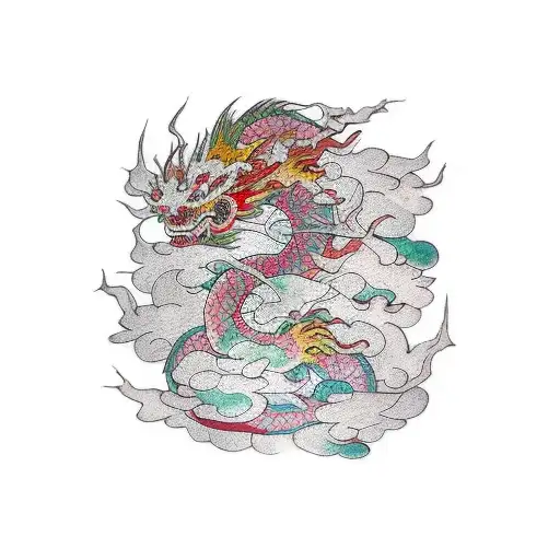 Dragon Con Toques De Color Y Sakuras