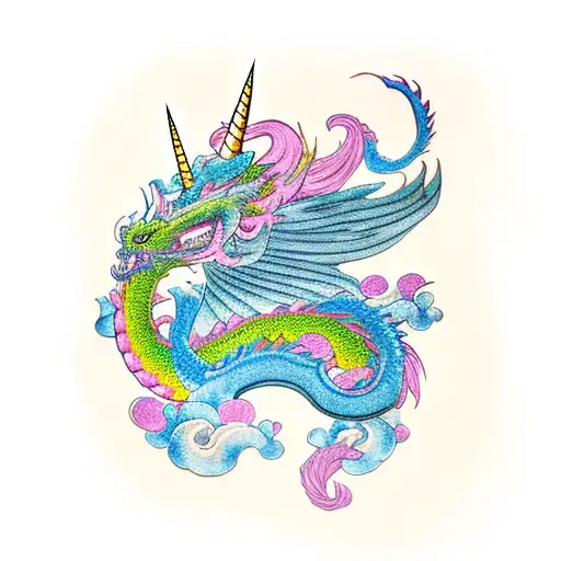 Dragon With Unicorn