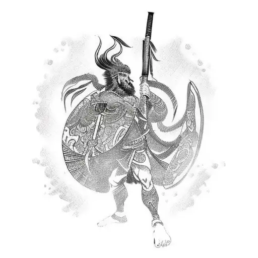 Lonely Warrior With A Greek God Body Sleeve