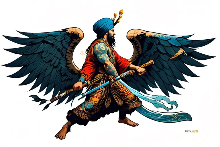 Sikh Warrior Angel Fighting