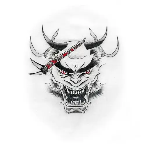 Japanese Demon And Katana