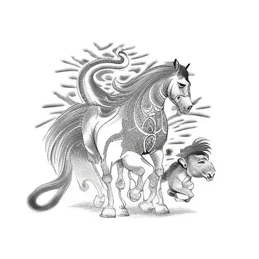 Chinese Zodiac Of A Horse And Monkey