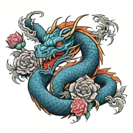 Dragon With Rose Growing