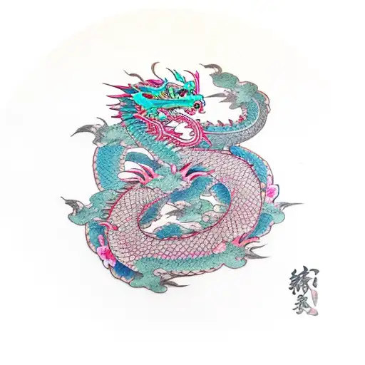 Dragon With Pink Pedals