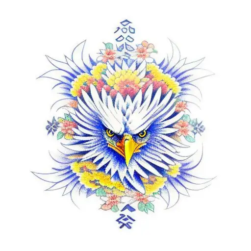 Eagle With Flowers
