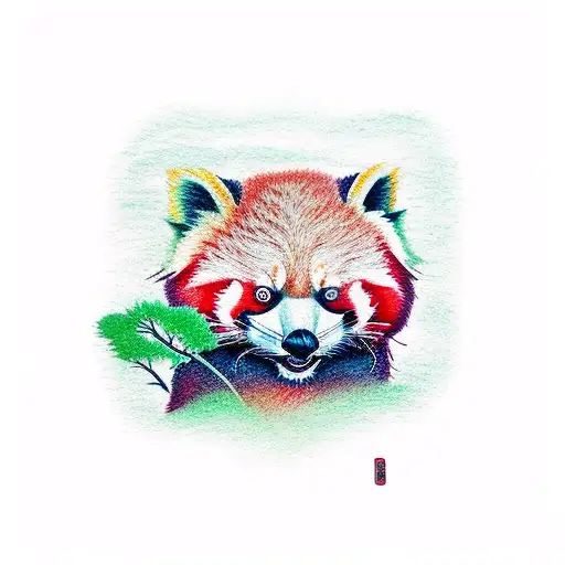A Red Panda Playing A Guitar In A Lush Green Forest