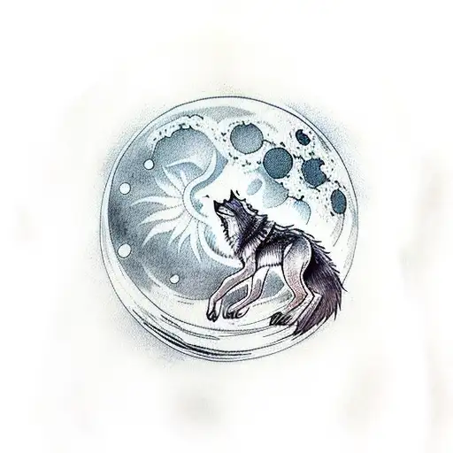 A Wolf Howling At The Moon With The One Ring Around Its Neck