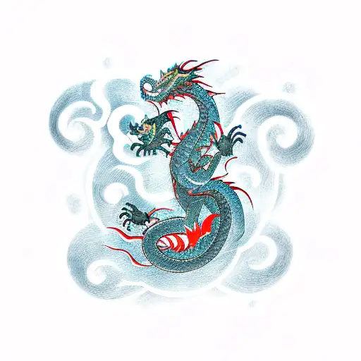 Downward Facing Dragon With Flame Clouds