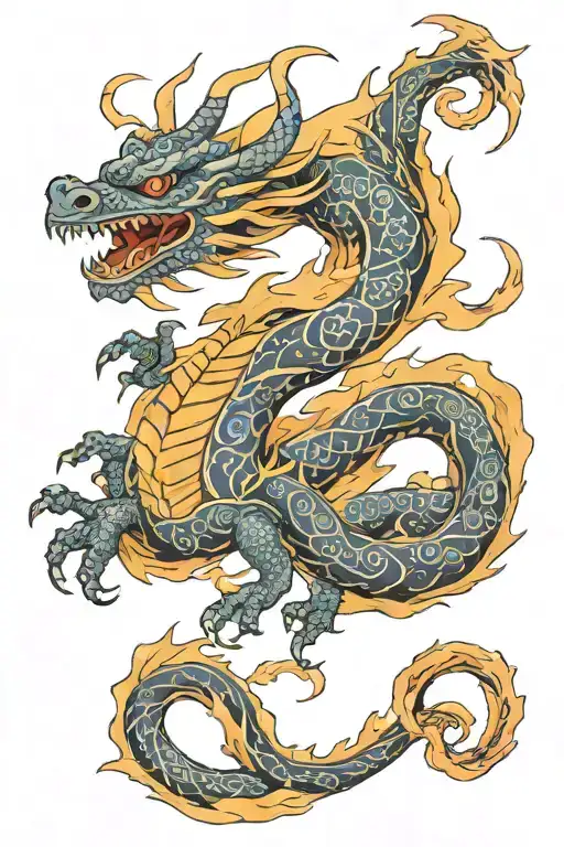 Dragon Wrapped With Flames