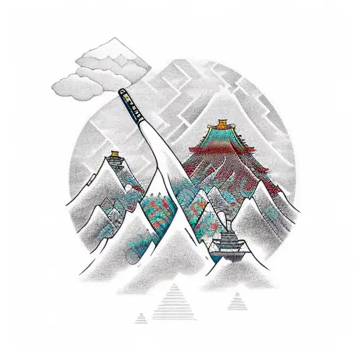 Binary Code Forming A Mountain Range