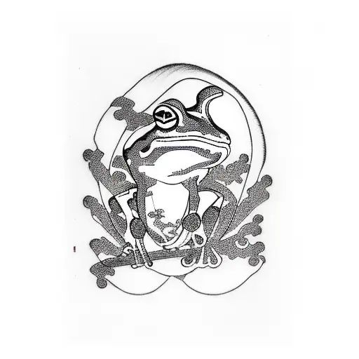 Frog Playing Shamisen