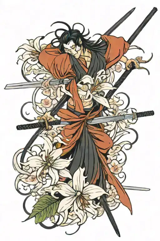 Spider Lily Flower Und Katana Sword