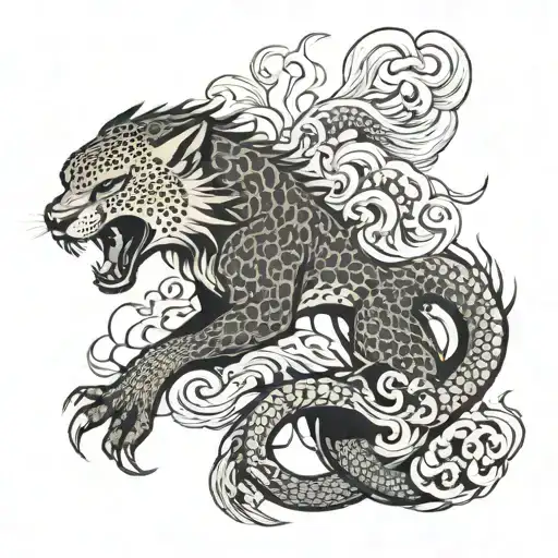 Cheetah Eagle And Dragon Breathing Fire