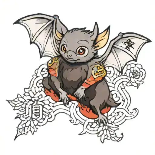 Baby Bat With Name Written Underneath