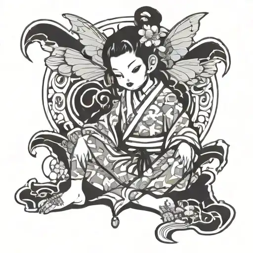 Cartoon Fairy Sitting Cross Legged