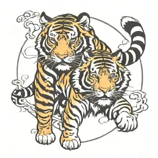 Ying And Yang Tiger Walking