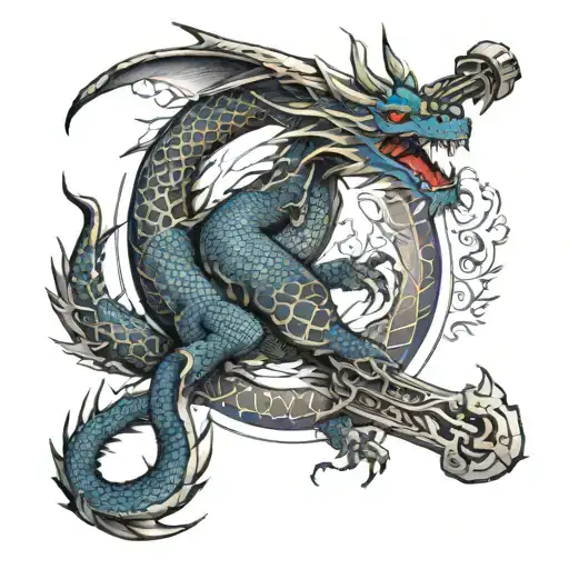 Dragon And Axe Inspired By Cosmic