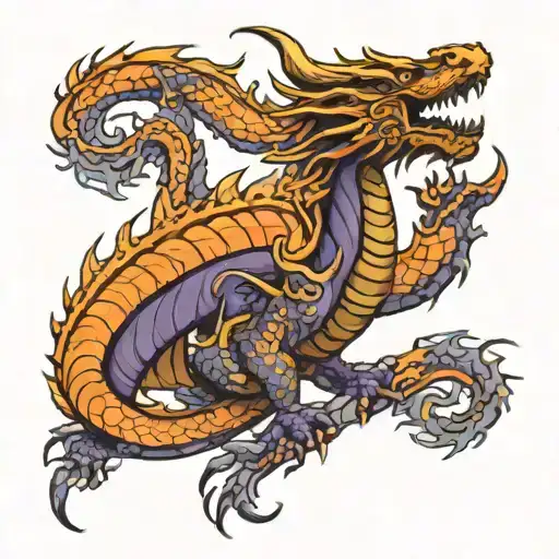Purple And Orange Dragon Back Piece Holding Excalibur