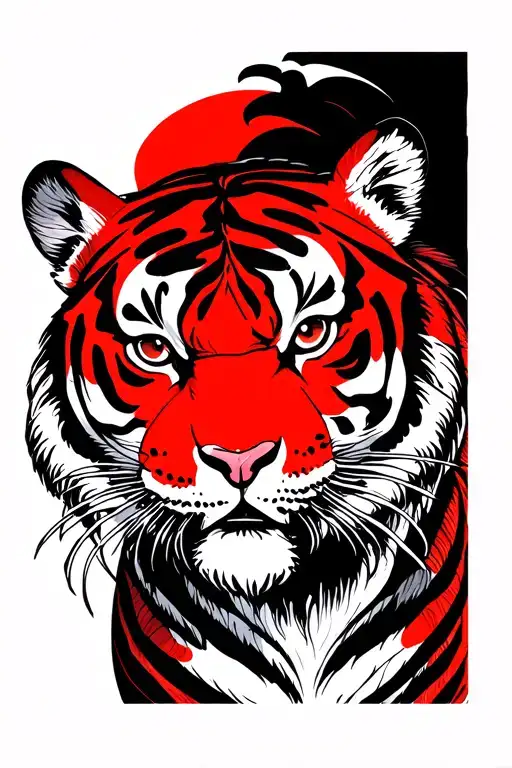 Japanese Style Tiger Red Minimal Full Body