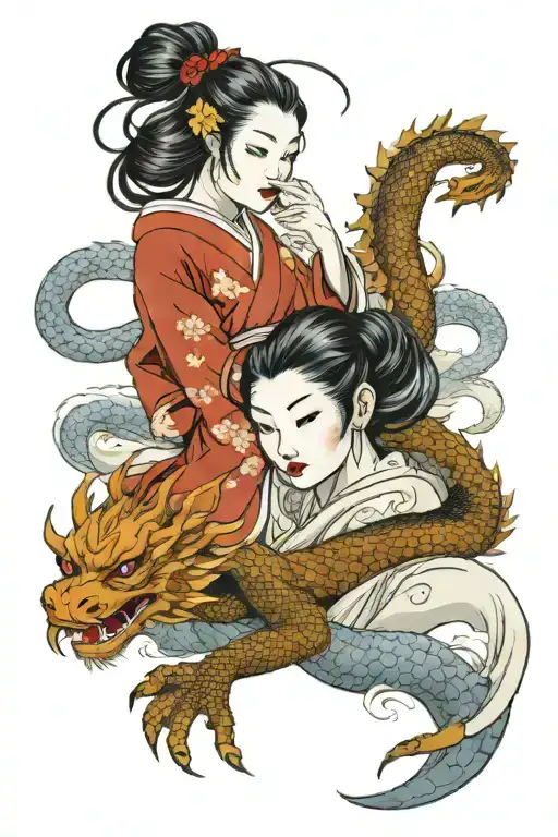 Yuki-onna And Dragon