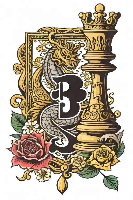King Chess Piece With Initial B And Initial V Incorporated