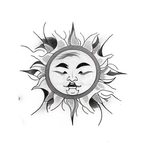 Sun Minimalistic Black And White