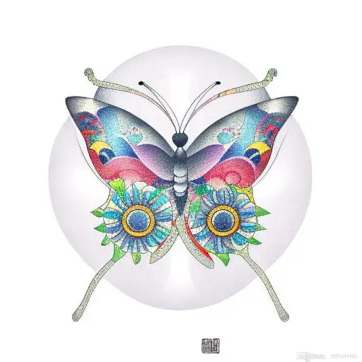 Butterfly Life Cycle And Shiny Sun Background