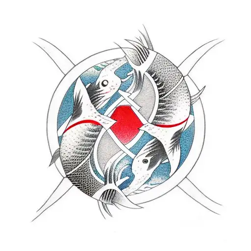 Two Fishes Chassing Each Other Forming A Circle