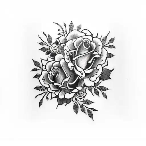 Roses And Skull On Whole Arm