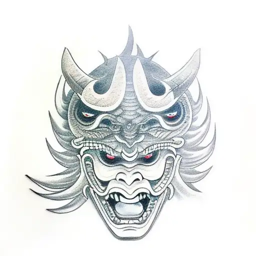 Oni Mask Whit White Moon