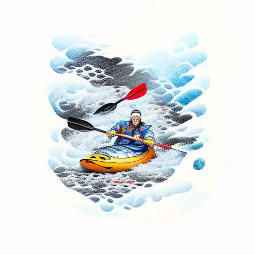 Whitewater Kayaker On The Edge Of A Raging Waterfall