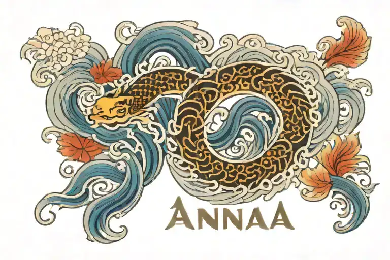 German Name Anna In Japanese Waves