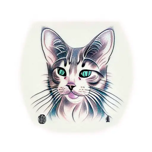 A Realistic Tattoo Of A Lon Haired Cat