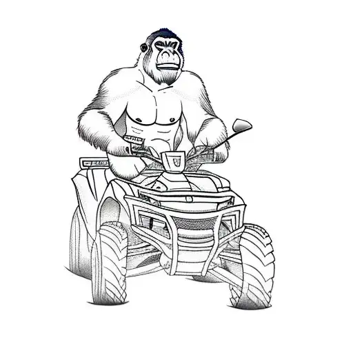 A Gorilla Riding An Atv