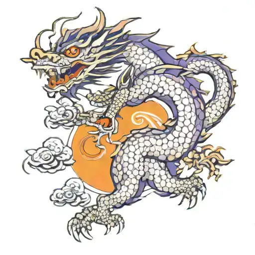 Purple And Orange Dragon Back Piece