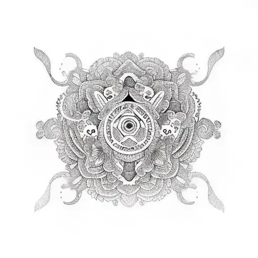 A Car Engine Adorned With Intricate Floral Patterns