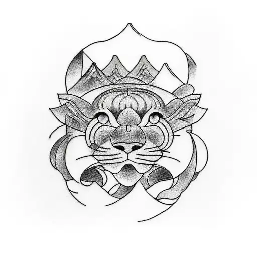 A Minimalist Tattoo Of Leo And Chichi Sitting