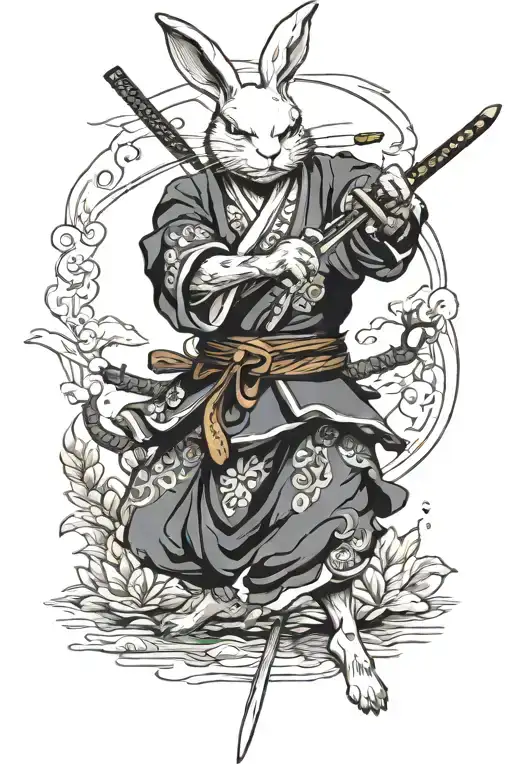Samurai Rabbit Usagi Yojimbo Wielding His Sword