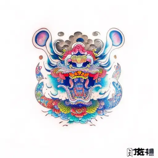 Chinese Foo Dog Smiling Colorful