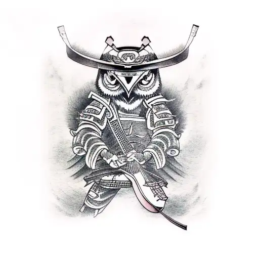 Samurai Owl Playing Guitar