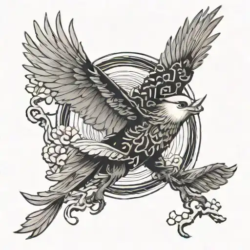 Bird Flying Away While Being Dragged Down By An Archor