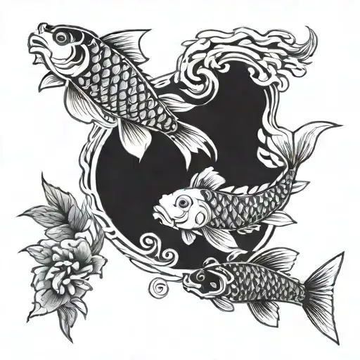 Koi Fish And Dragon