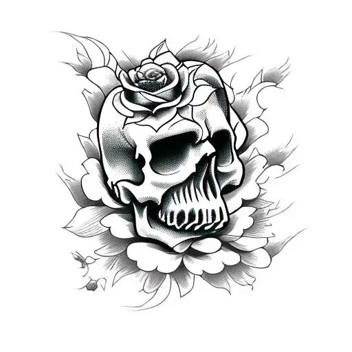 Skull And Roses On A Forearm