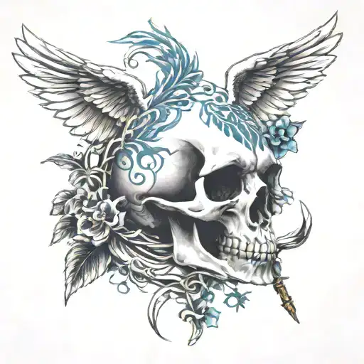 Veterinary Caduceus Symbol Incorporated With A Skull